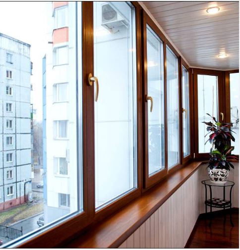 Лоджия, тип радиусная, пластиковый профиль Veka кашированный